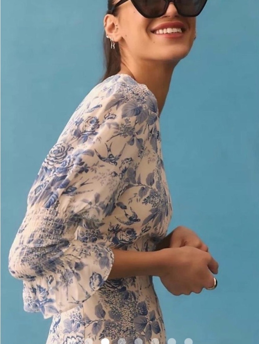 Reformation Carolena Blue and White Floral Midi Dress size 6 worn once - Picture 8 of 12